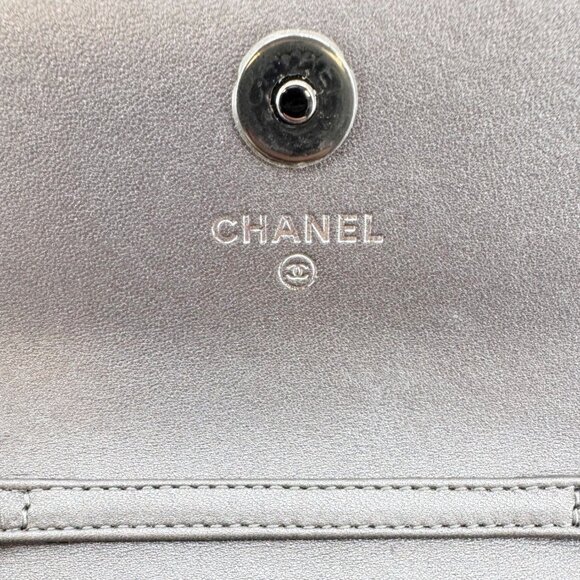 Chanel Pearl My Shoulder Mini Lambskin Quilted Leather Wallet Silver - Picture 12 of 13